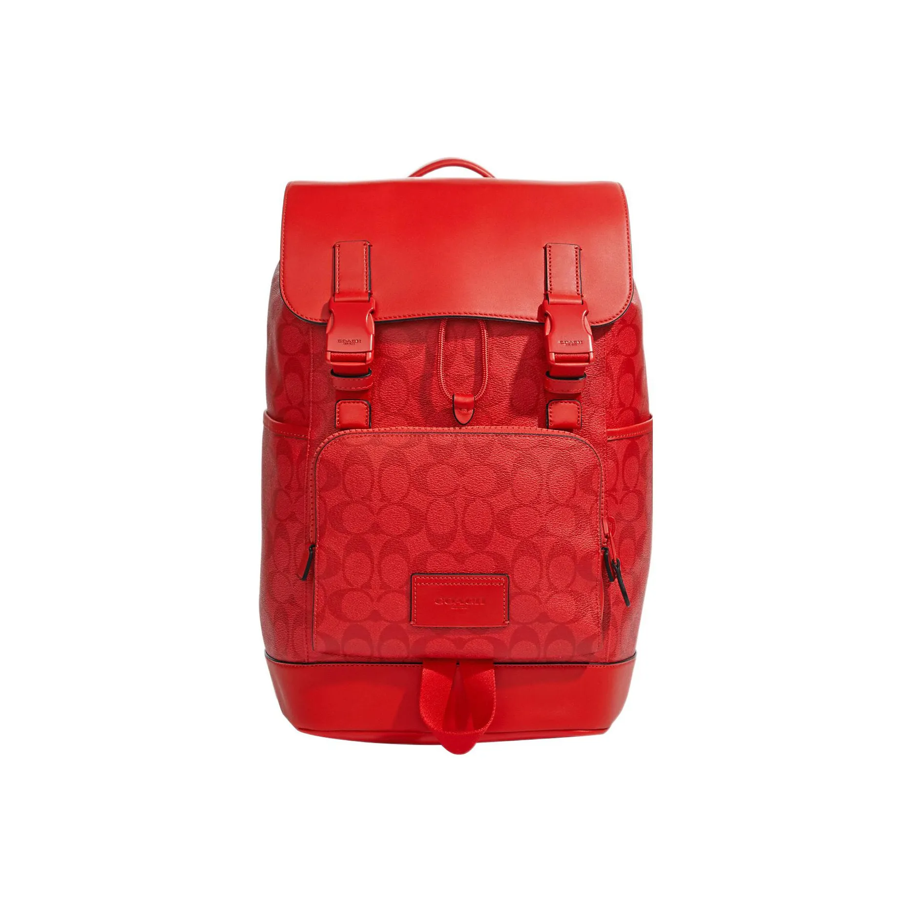 COACH Track Canvas With Leather Backpack Tubas Men's Red
