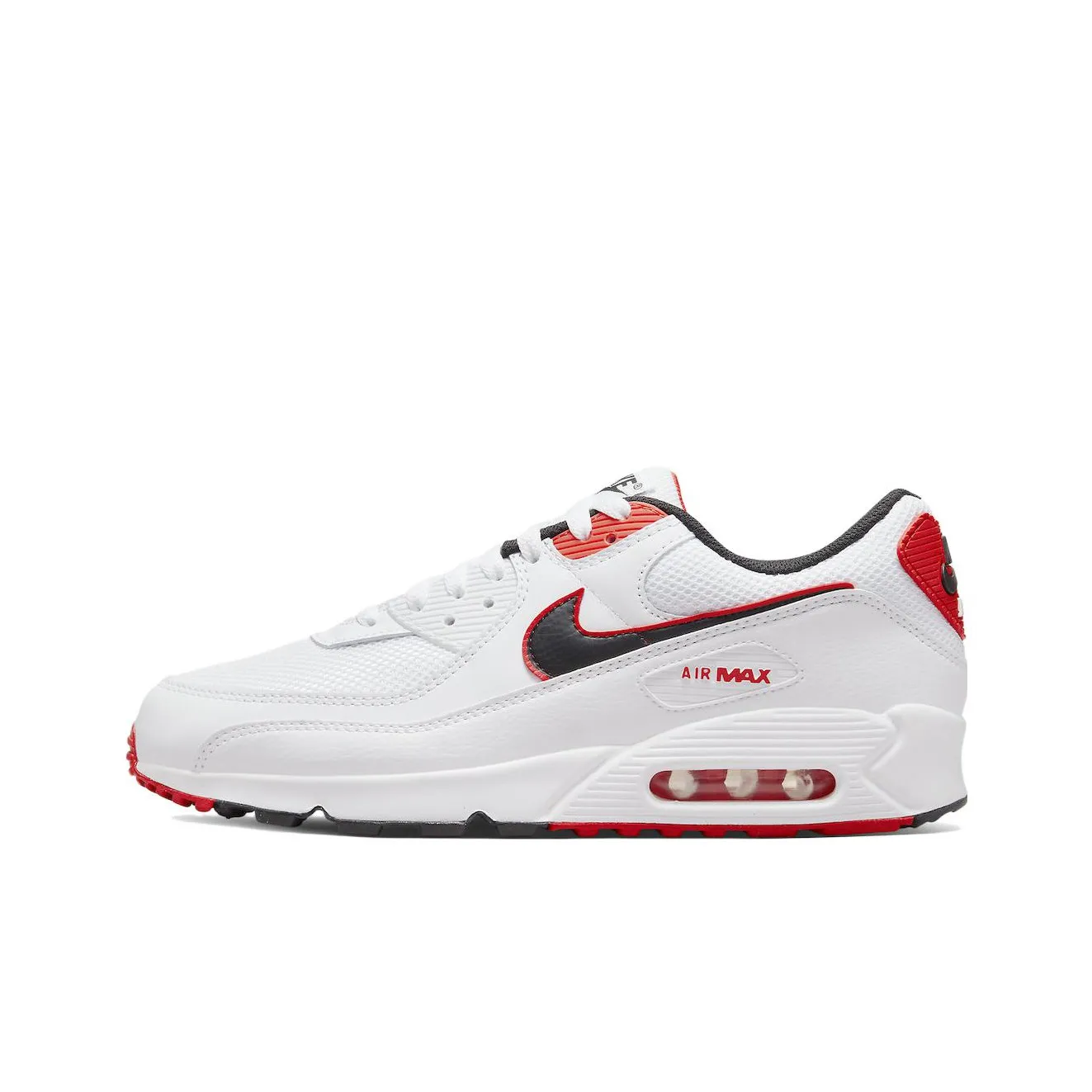 Nike Air Max 90 Running Shoes Men Low Top White/Red/Black