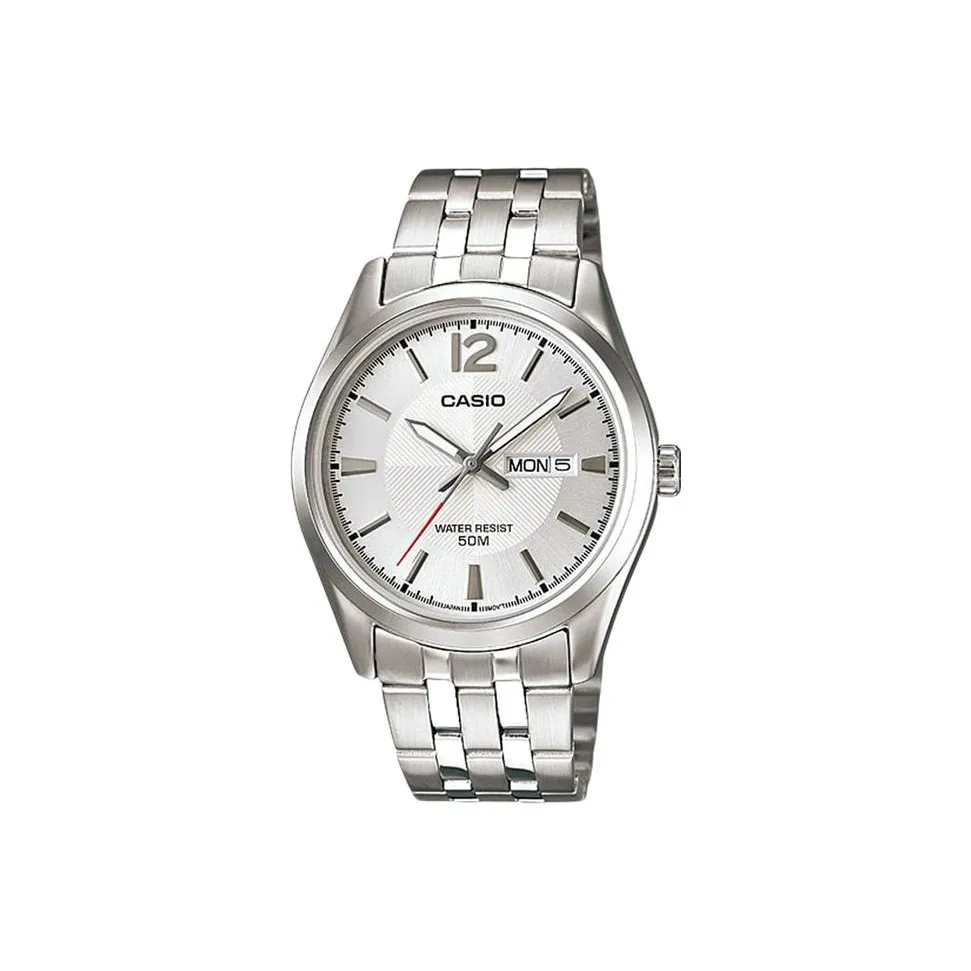 CASIO Кварцевый механизм нержавеющая сталь ремешок мужские часы серебристый циферблат MTP 1335D 7A