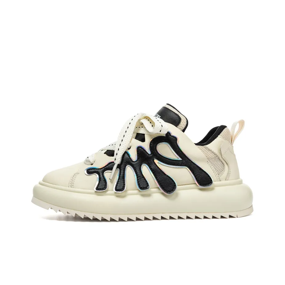 PMT Fashion Trend Versatile Пухлые туфли Low Топ Кроссовки для скейтбординга Унисекс Бежево-черный