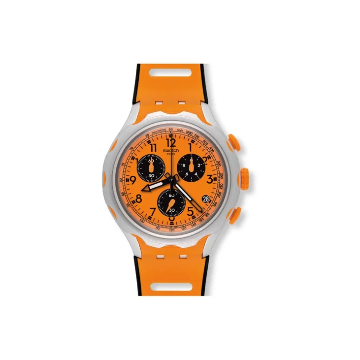 Swatch Quartz Механизм Мужские часы 45 мм Оранжевый