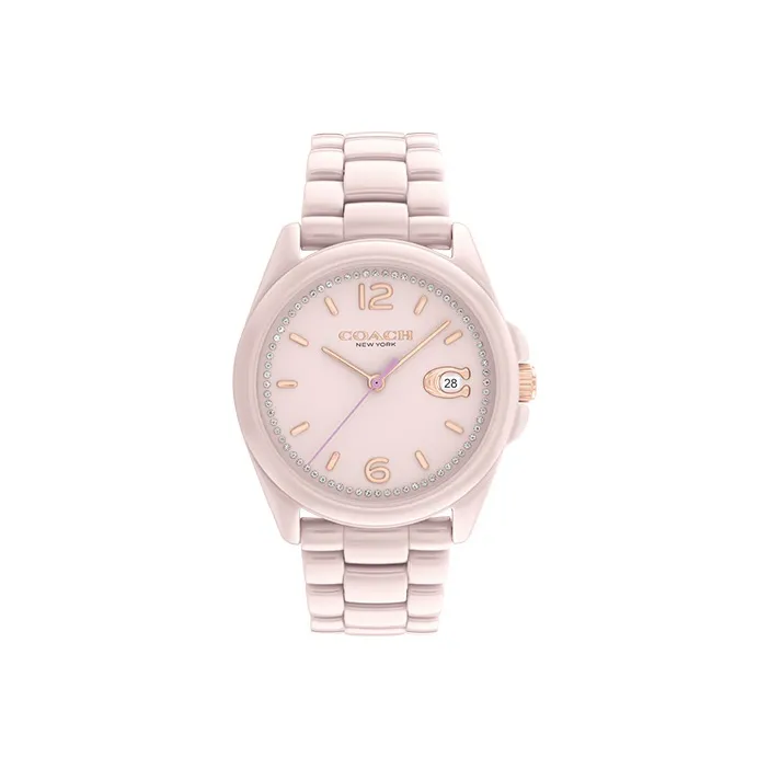 COACH Greyson Наручные часы Кварцевый механизм Керамика Ремень Розовый Циферблат часов Женские часы