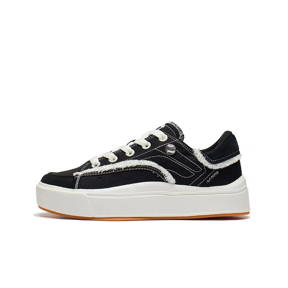 LiNing Comfy Slip Resistant, Abrasion Resistant, Lightweight Low Top Skateboard Shoes Women's Black White
