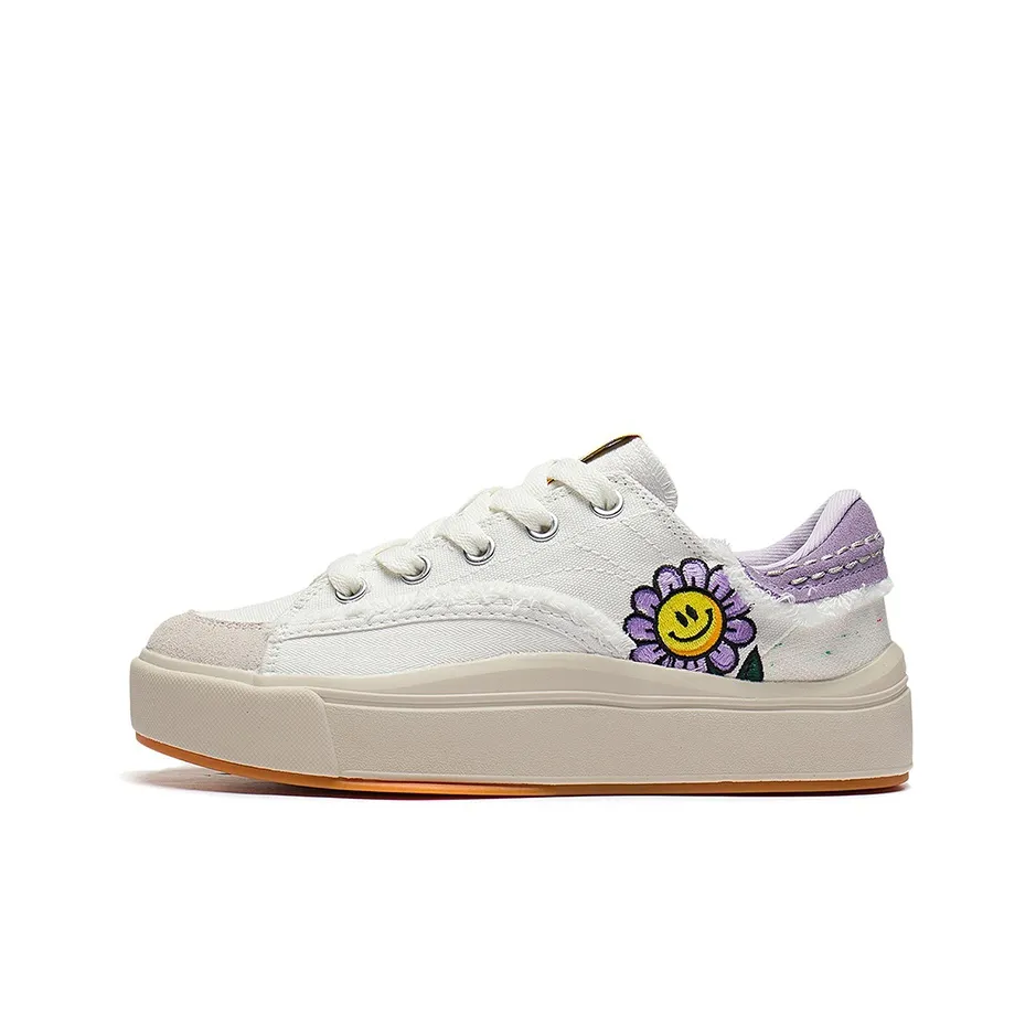 Подкладка Comfy Low Топ Скейтборд Кроссовки Женские Белые Фиолетовые