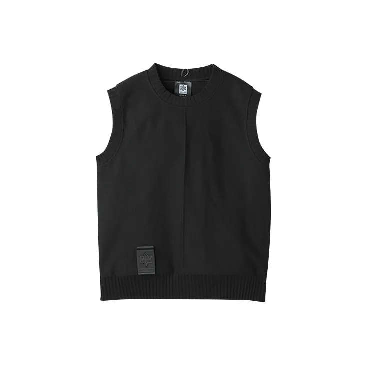NORVINCY Crew Neck Knitted Fabric Badge Vest Unisex