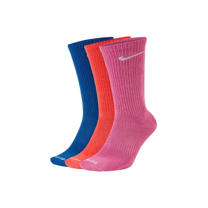 Nike Everyday Plus Lightweight Mid Calf Socks Unisex 3 Pack Pink Blue