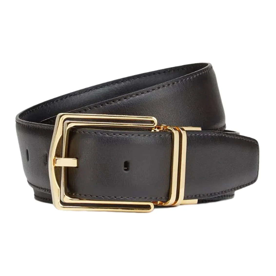 Zegna Кожаные ремни Мужской Темно-коричневый Черный Ширина 3,5 см