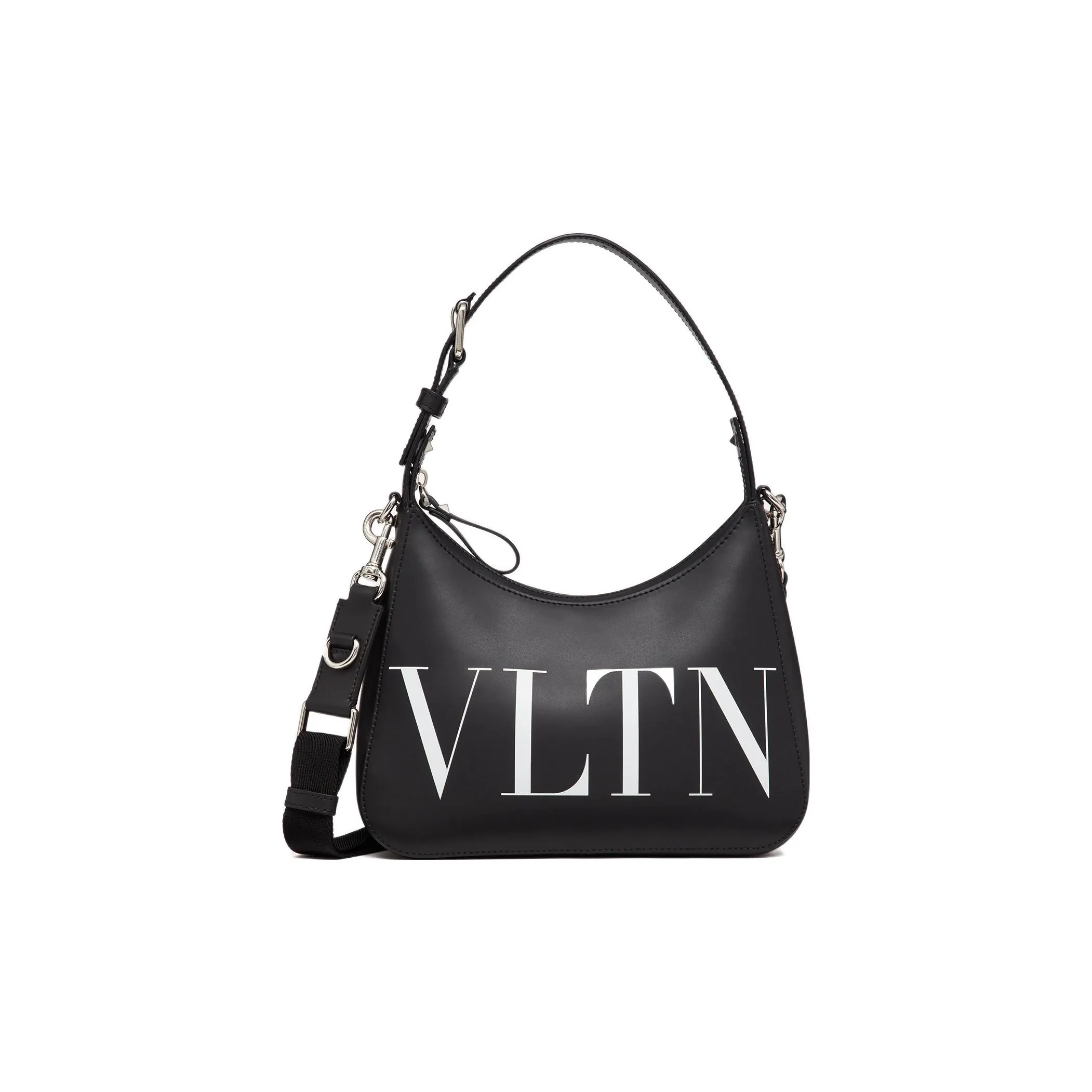 Valentino Leather HOBO Handbag Portable Crossbody Bag Shoulder Bag Men's Black White