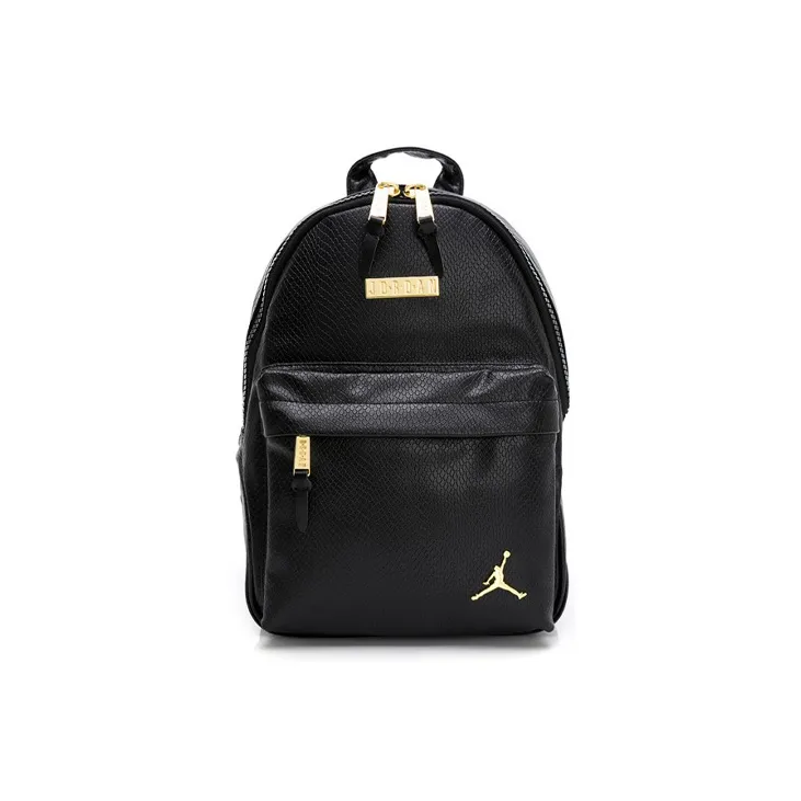 Jordan Leather Backpack Unisex Black Gold Джордан Кожа Рюкзак Унисекс Черный Золото