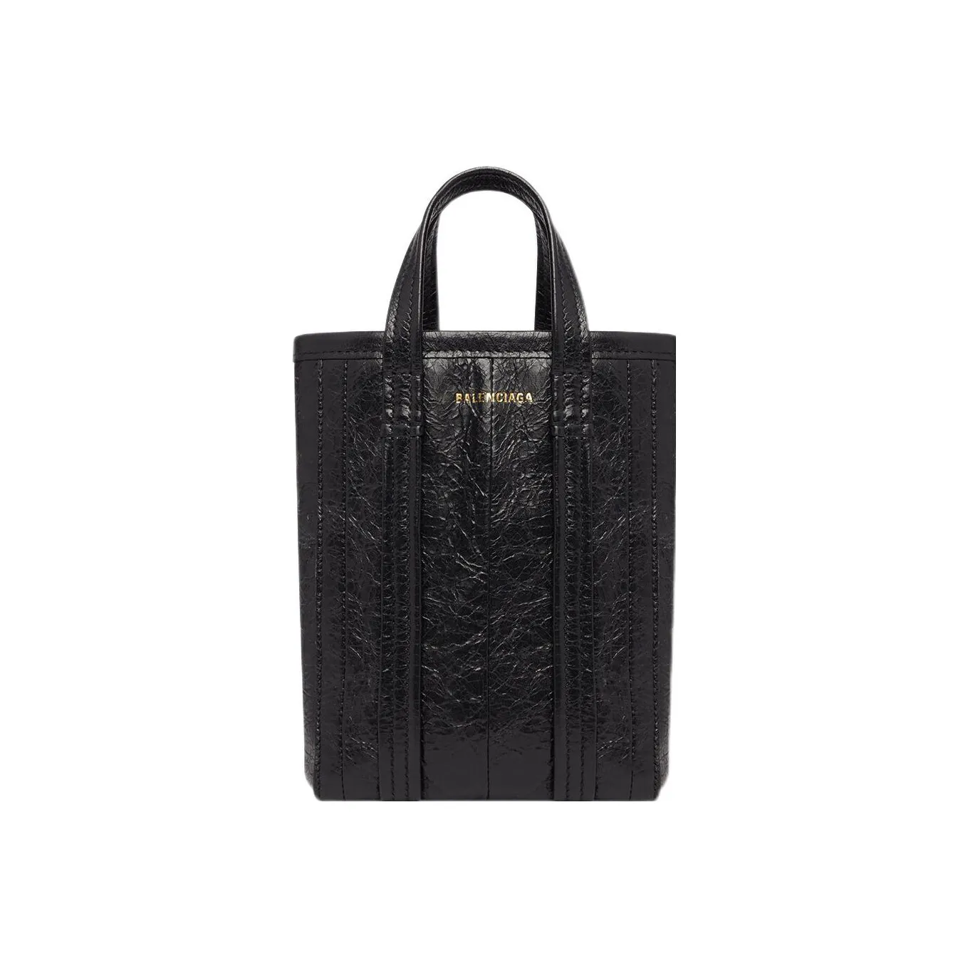 Balenciaga Barbes Fine Grained Sheepskin Cell Phone Pouch, Handbag, Shoulder Bag, Crossbody Bag Regular Women's Black