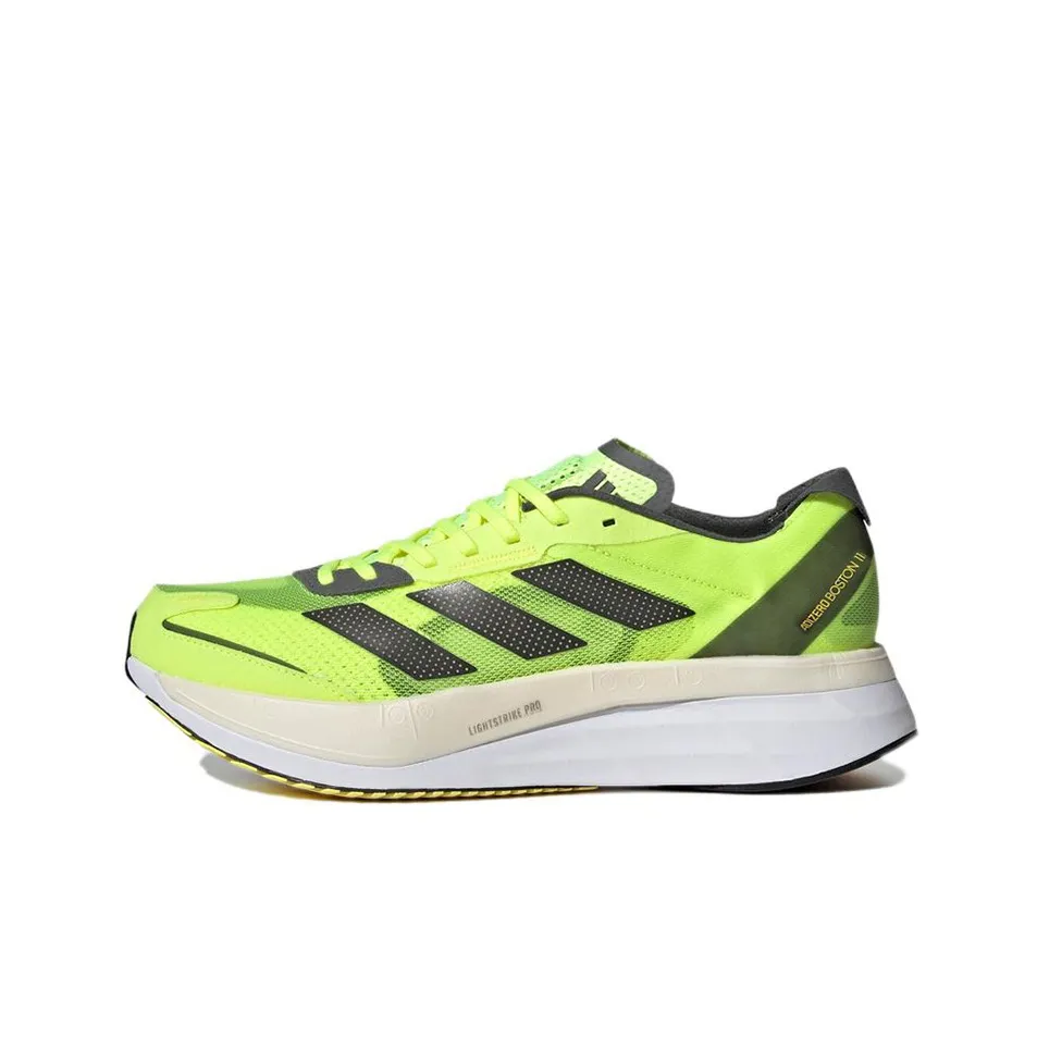 Adidas Adizero Boston 11 Low Топ Карбоновая плита Беговые кроссовки Мужской Зеленый