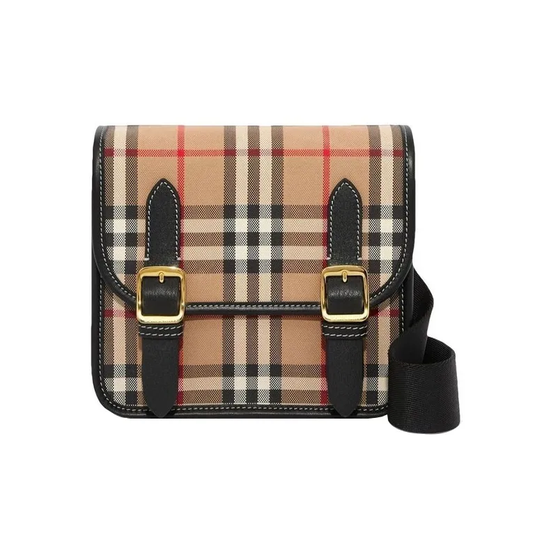Burberry Vintage Cotton With Leather Messenger Bag Crossbody Bags Shoulder Bags Kids' Archive Beige