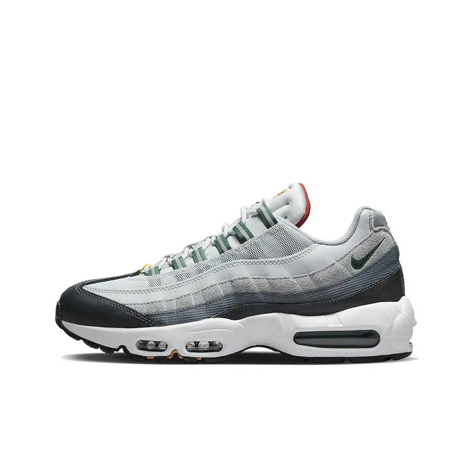 Nike Air Max 95 Амортизация Износостойкий Низкий Топ Резиновые Беговые Кроссовки Мужские Серый Черный