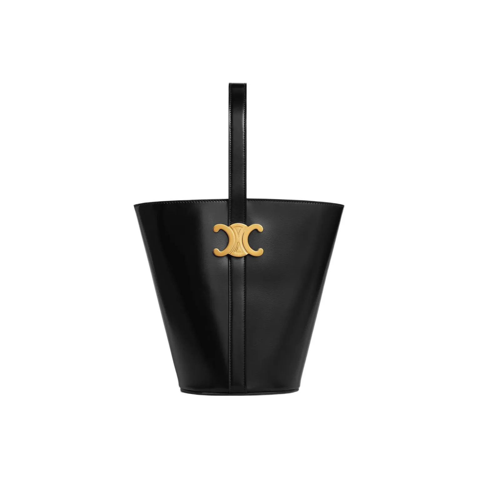 CELINE Triomphe Smooth Cow Leather Bucket Bag Portable Crossbody Bag Shoulder Bag Women's Black