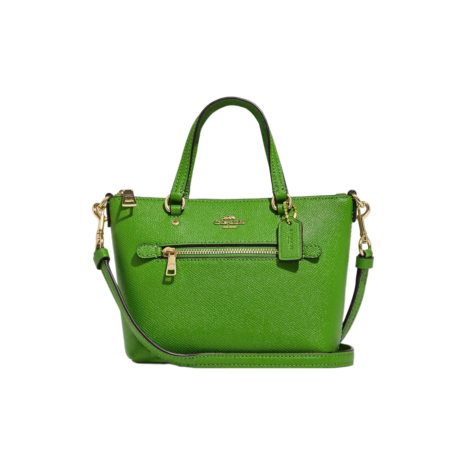 COACH Gallery Leather One Shoulder Handbag, Crossbody Bag Trumpets Women's Green