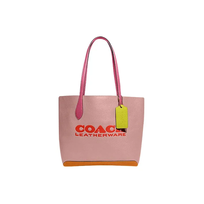 COACH Kia Коровья кожа Тоут Сумка Сумка для покупок Сумка Сумка через плечо Женская Розовая