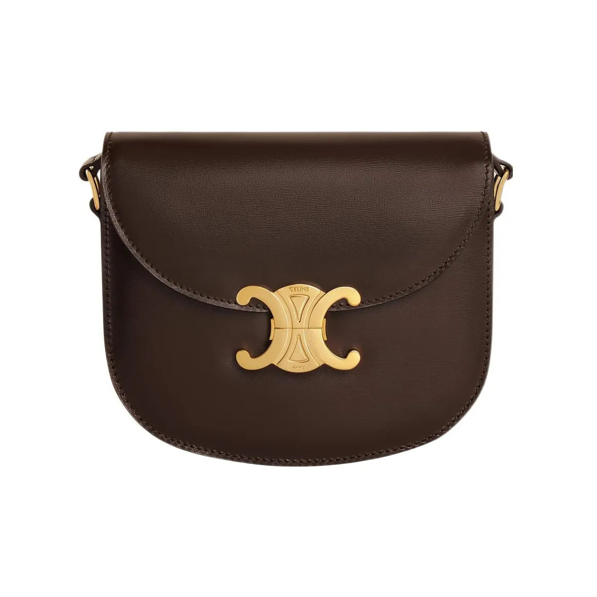 CELINE Triomphe Satin Smooth Cow Leather Crossbody Bag Shoulder Bag Women's Chestnut Brown
