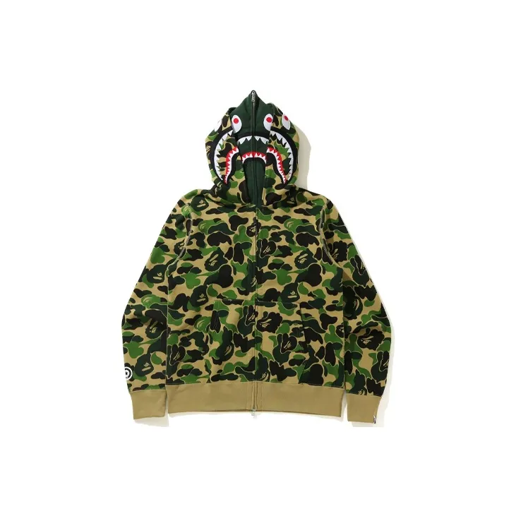 Bape Big Abc Camo Shark Wide Full Zip Double Hoodie