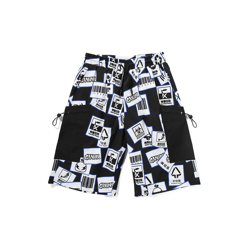 GENANX Loose Fit Shorts Unisex Black White