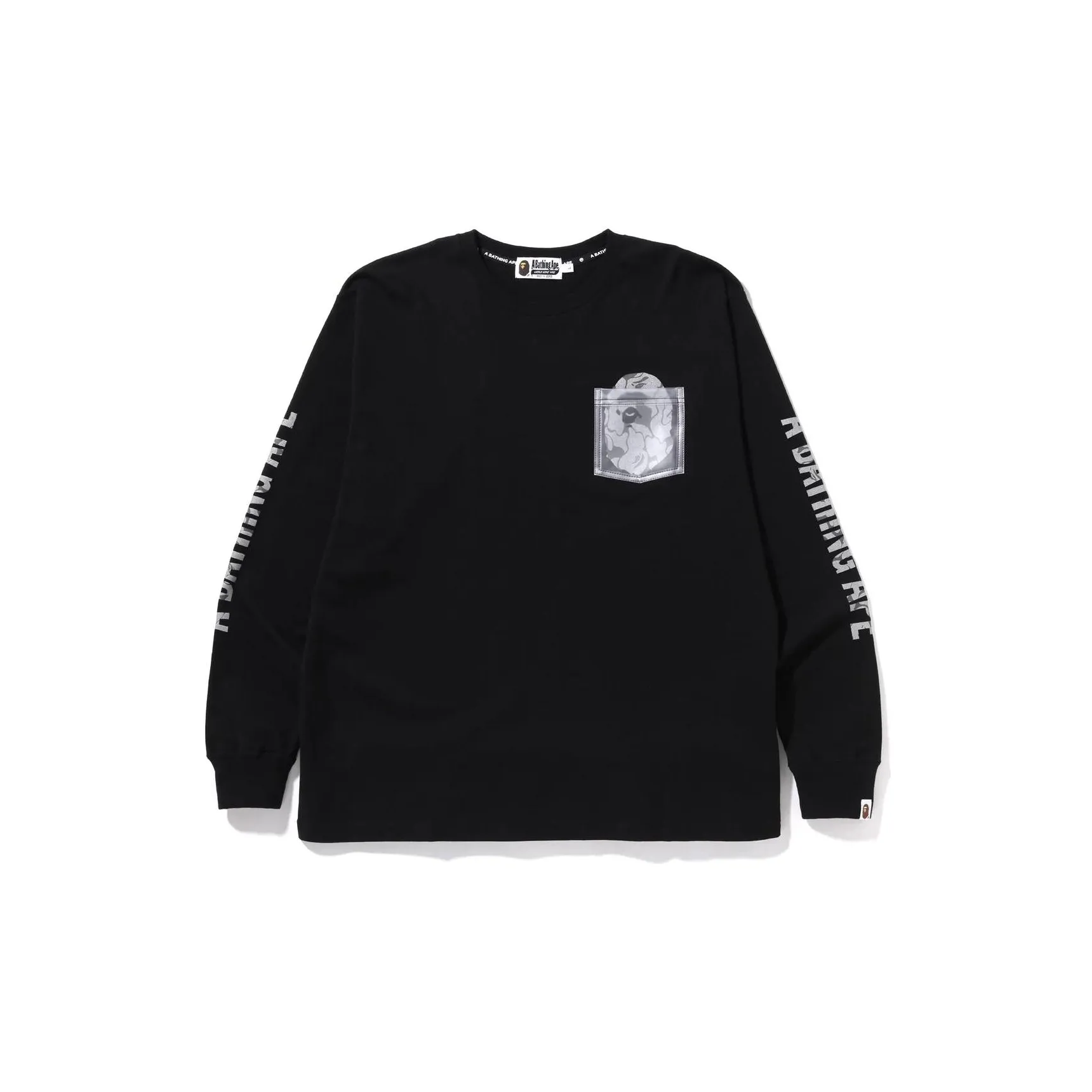 Bape Reflective Solid Camo Ape Head Relaxed Fit Pocket L/S Tee