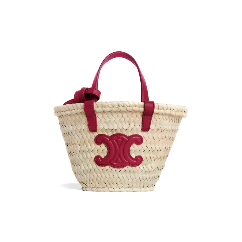 CELINE TEEN BUCKET Palm Leaf Tote Bag Shopping Bag Shoulder Bag Crossbody Bag Handbag Mini Women's Red
