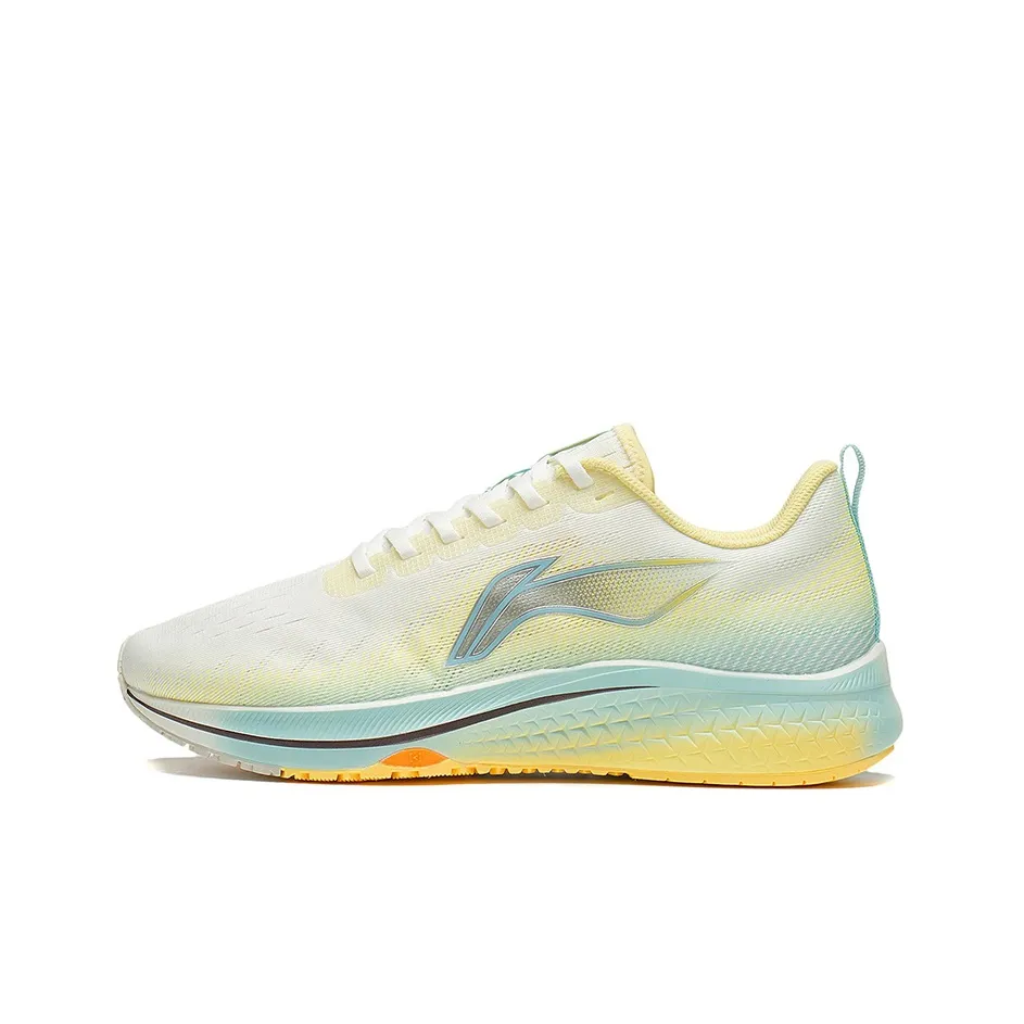 LiNing Red Hare 5 Cushioned Anti Slip Wear Resistant Breathable Lightweight Low Top Running Shoes Women's White Yellow