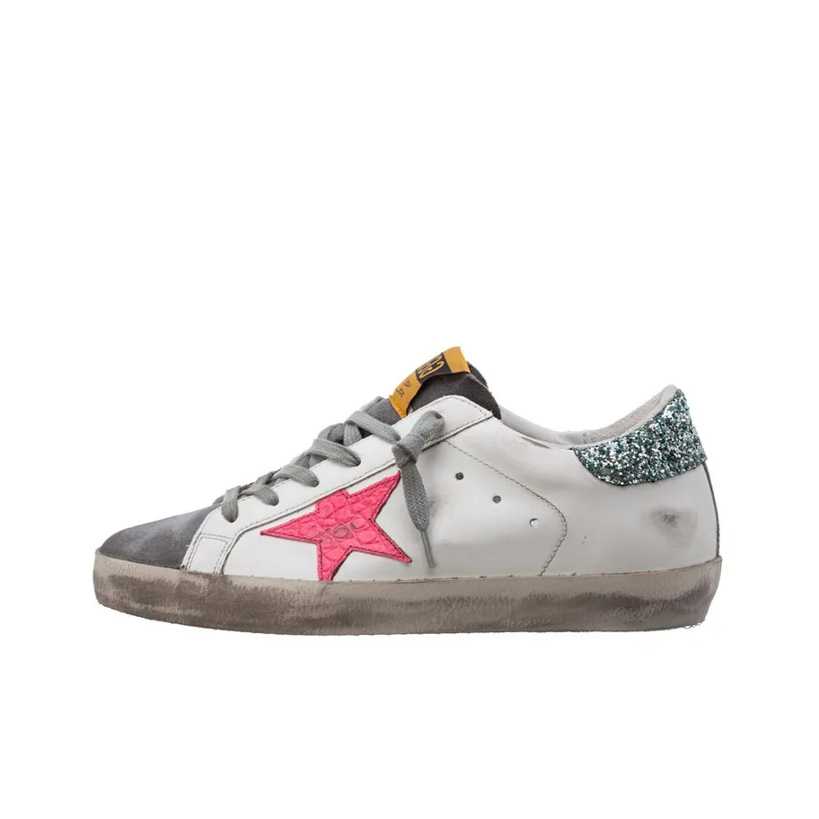 Golden Goose Super Star Low Top Skateboard Shoes Women's White Gray Pink