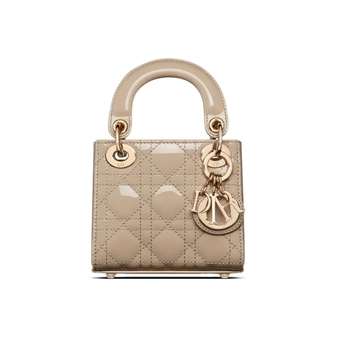 DIOR Lady Dior Patent Leather Cowhide Dior Bag Handbag One Shoulder Crossbody Clutch Extra Mini Women's Natural