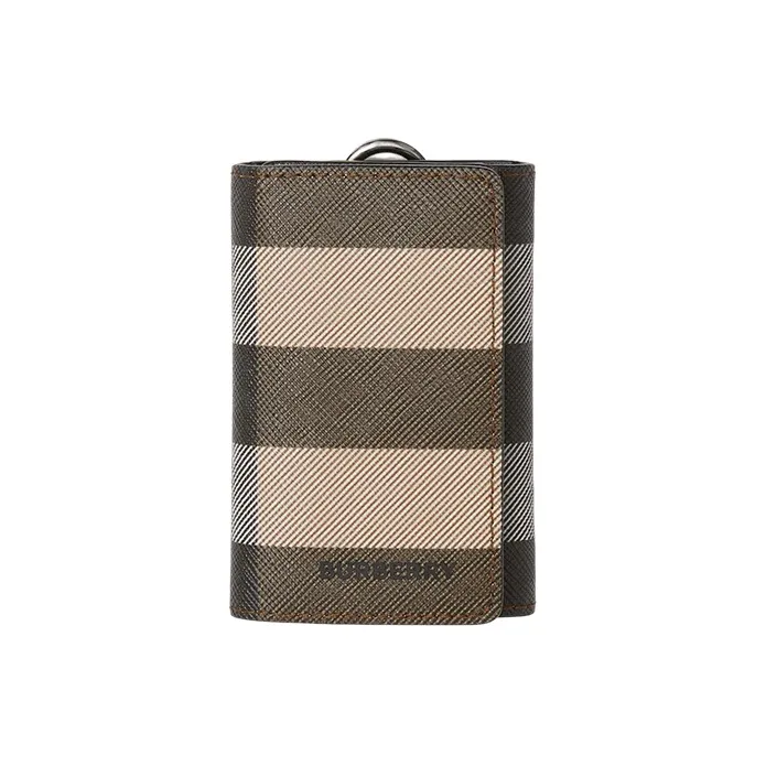 Burberry Plaid With Leather Key Pouch Men's Brown