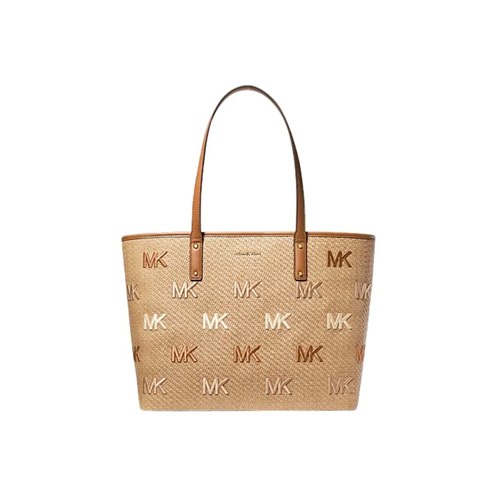 MICHAEL KORS Carter Fabric Tote Bag, Shoulder Bag Tubas Women's Straw & Acorn Brown