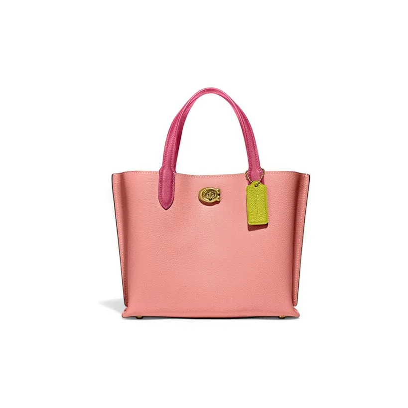 COACH Willow Cow Leather Tote Bag, Shopping Bag, One Shoulder Handbag, Crossbody Bag Medium Size Women's Pink