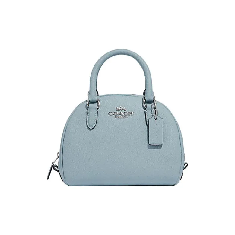 COACH Cross Grain Leather Handbag, Crossbody Bag Trumpets Women's Light Blue