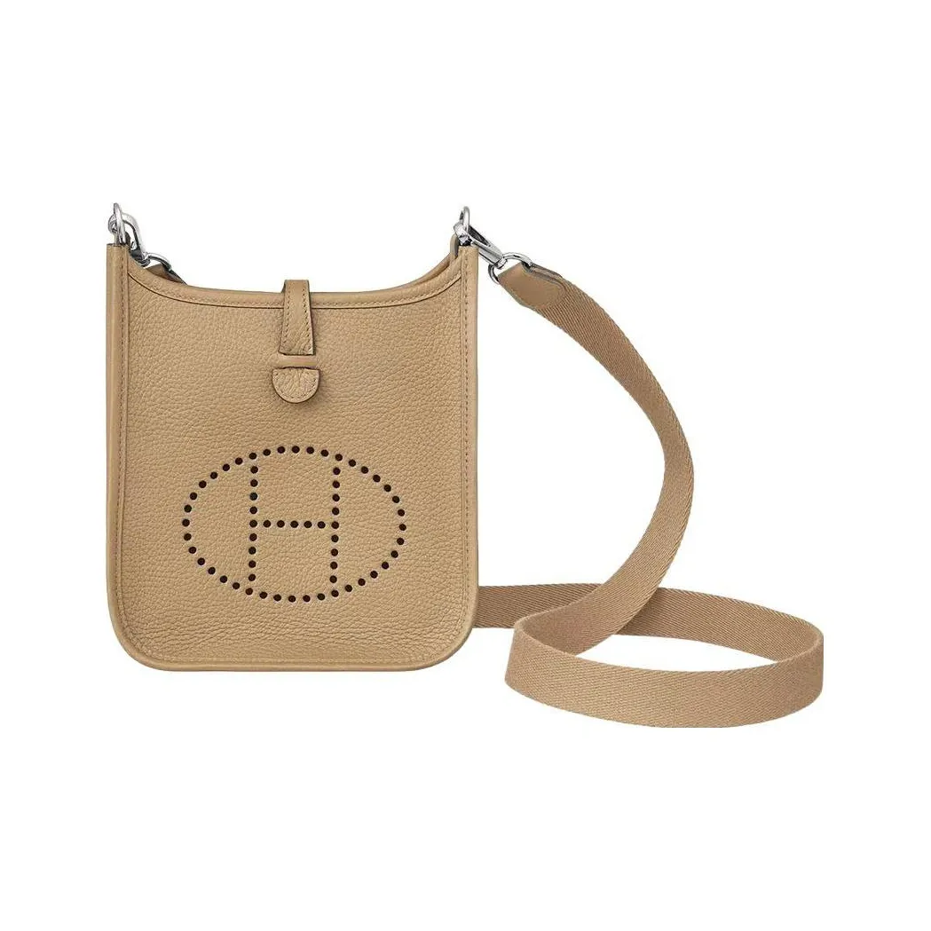 HERMES Evelyne Clemence Cow Leather Shoulder Bag, Crossbody Bag Mini Women's S2 Trench Coat Beige