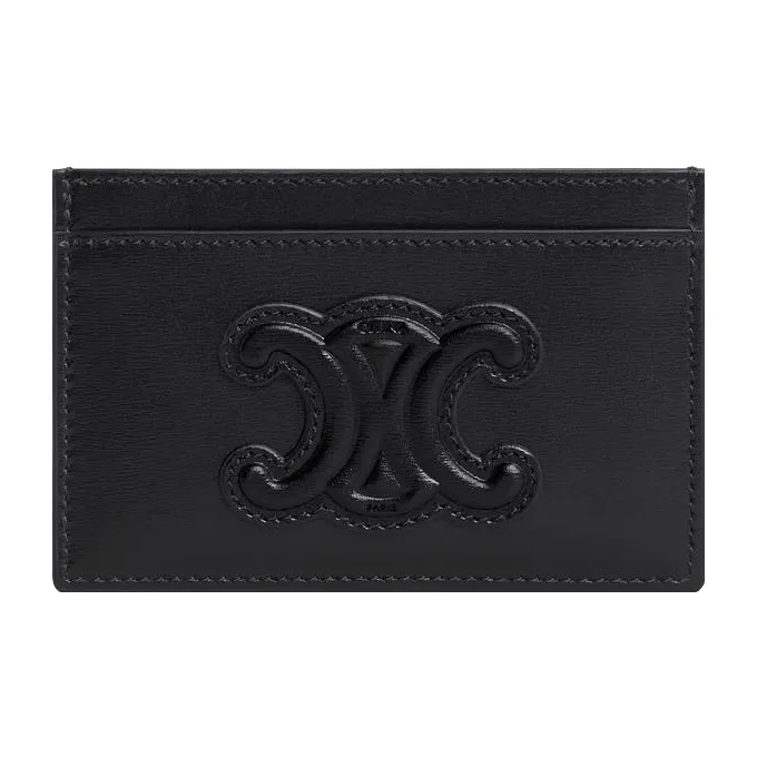 CELINE Triomphe Коровья кожа Держатель для карт кошелек Картхолдер Стандартный Унисекс Черный