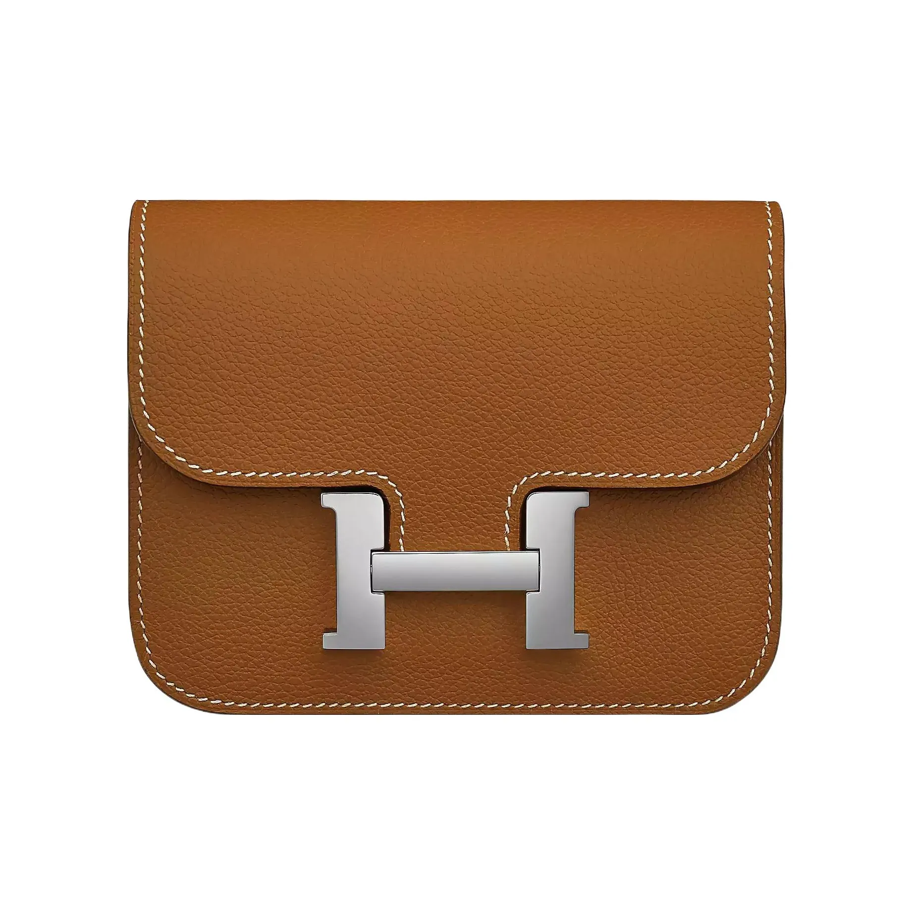 HERMES Constance Slim Evercolor Calfskin Wallets Card Holders Fanny Pack Women
s 37 Gold Gold Brown