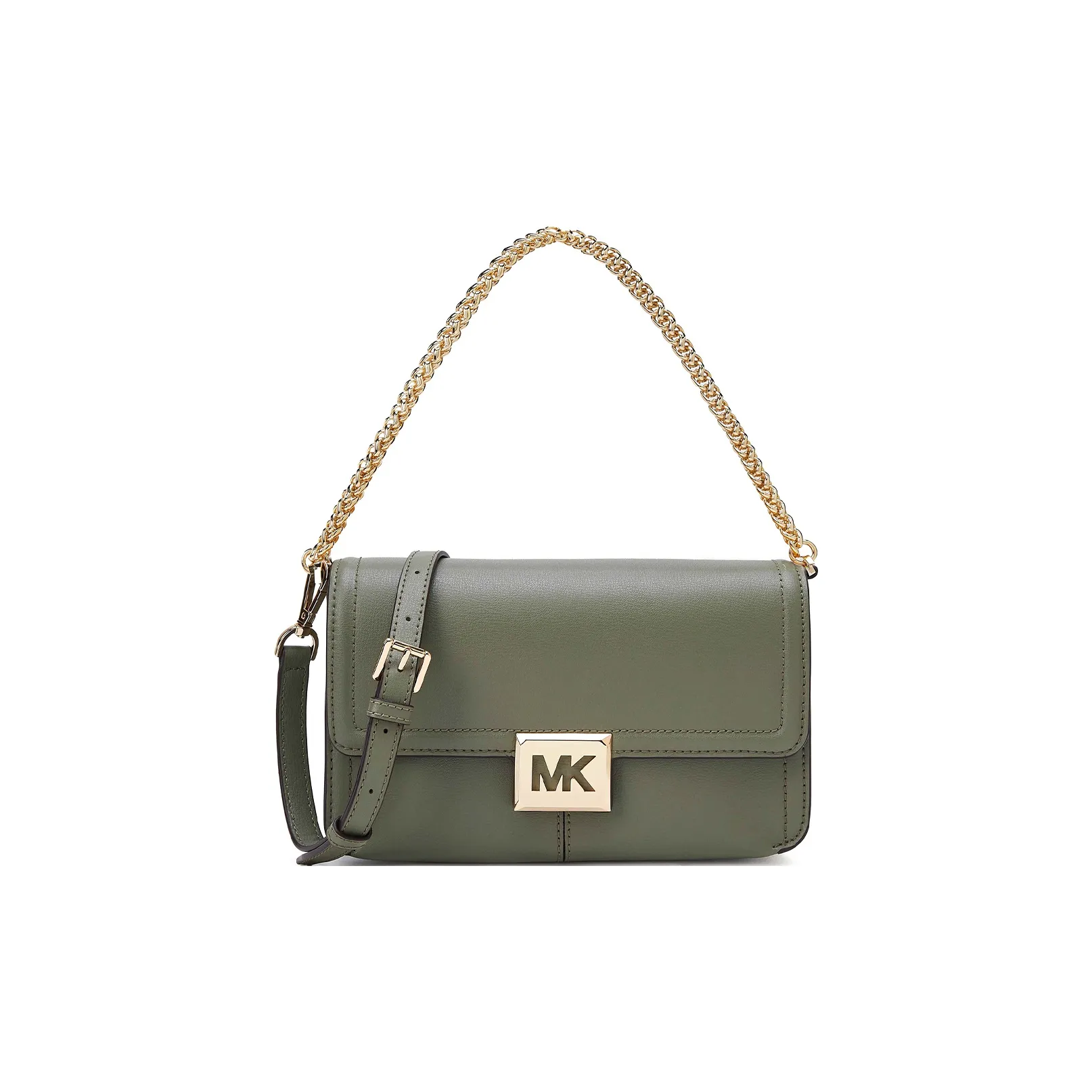 MICHAEL KORS Sonia Cowhide Leather One Shoulder Handbag Medium Size Women's Army Green