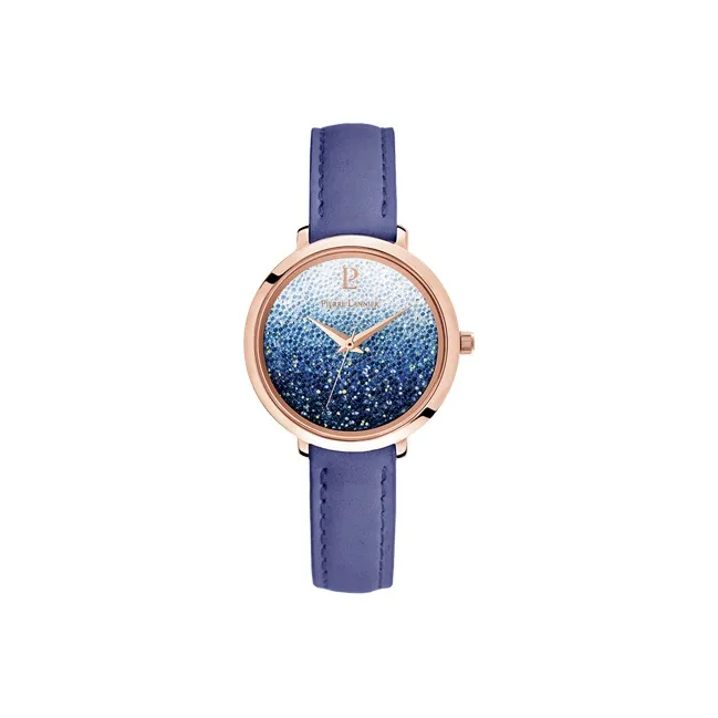 PierreLannier Galaxy Collection Кварцевые Женские Часы Кожаный Ремешок Синий Циферблат