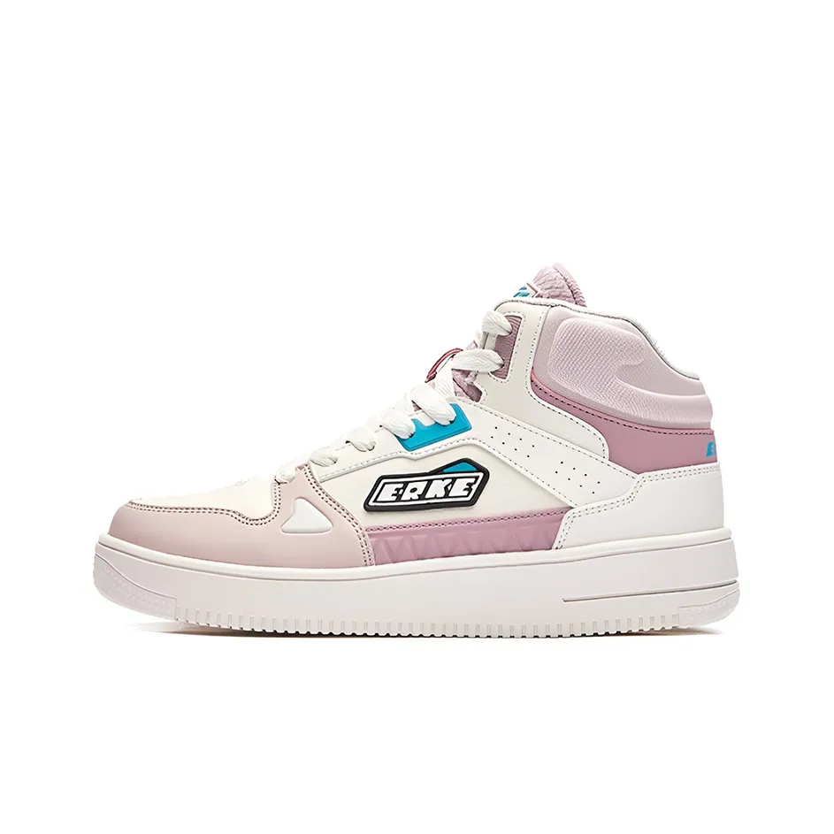 Erke Wear-Resistant Mid-Top Skateboard Shoes Women's White Gray