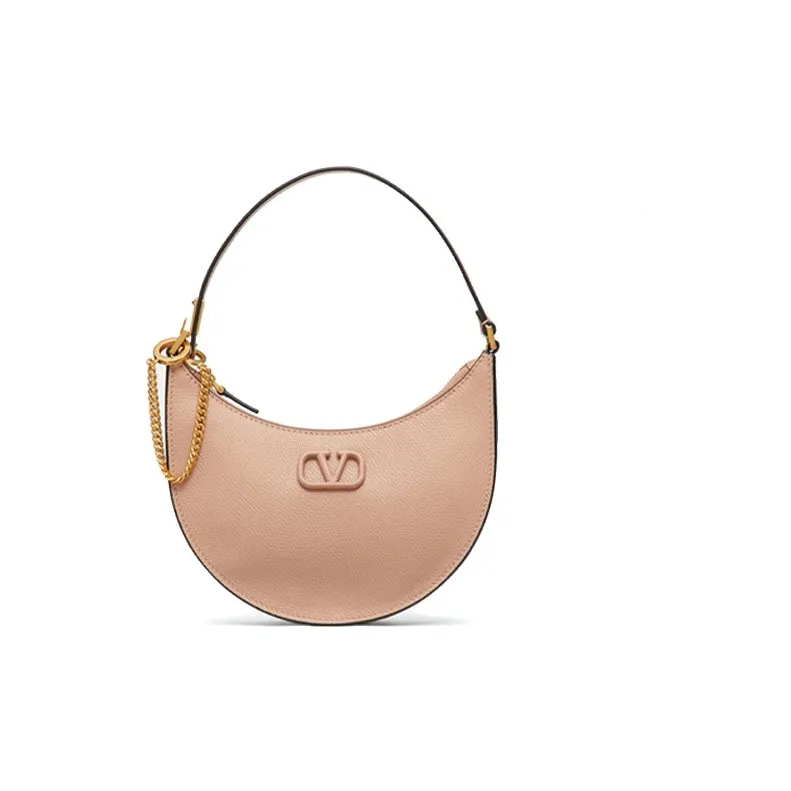 Valentino Vlogo Grain Calfskin HOBO Bag Shoulder Bag, Handbag Mini Women's Cinnamon Pink