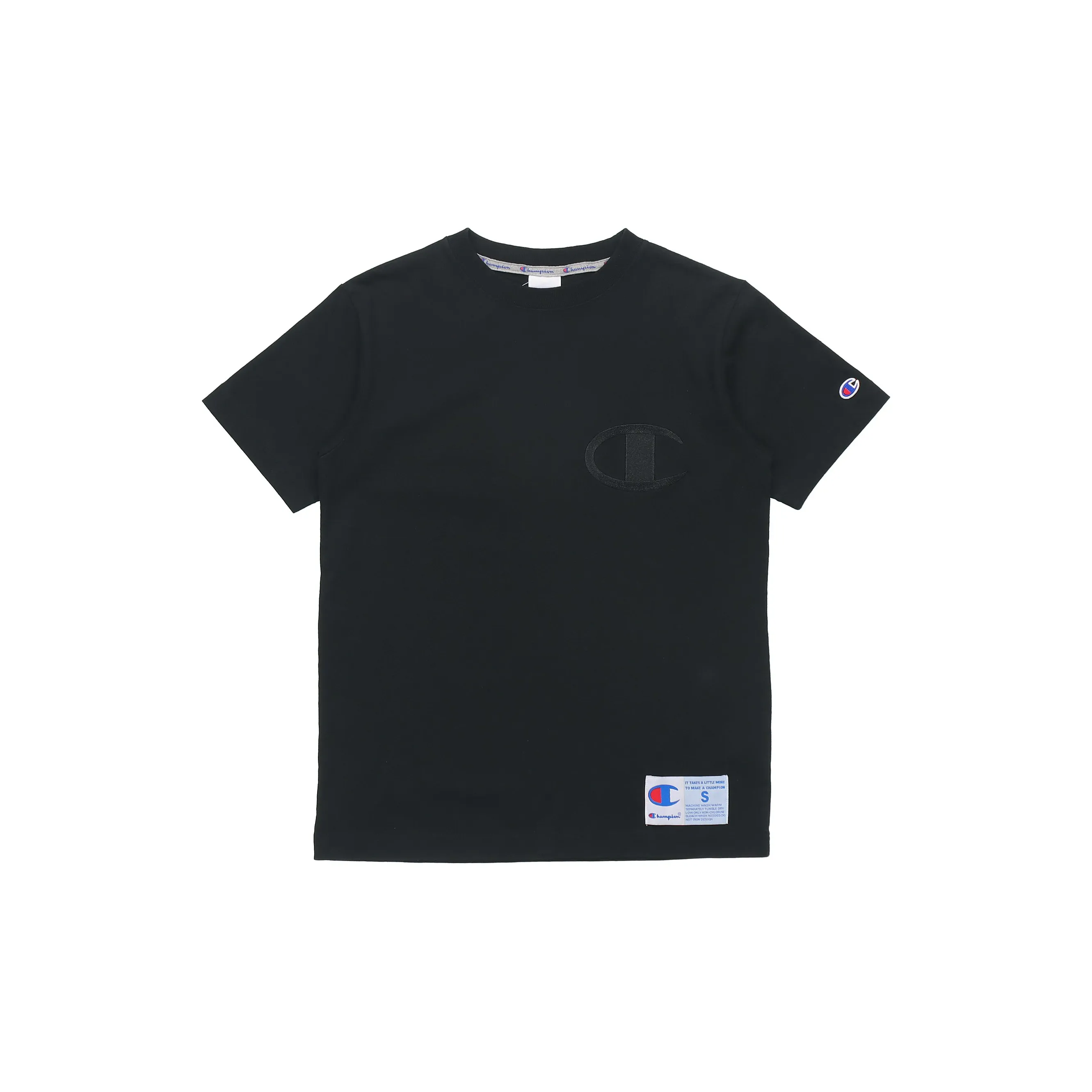 Champion Men Embroidered Logo Short Sleeve T-Shirt Japan Edition Black