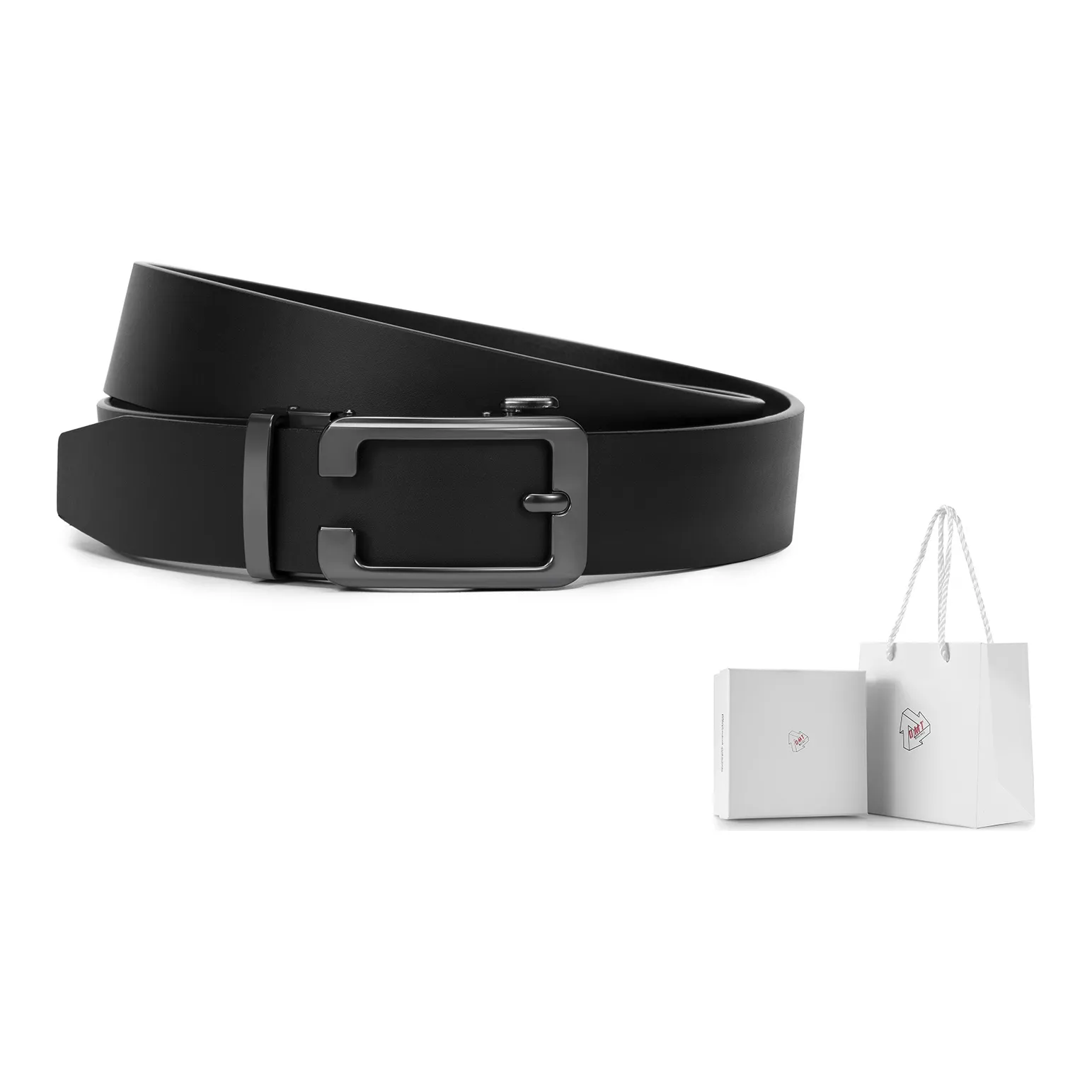OMT C Shaped Cut Out Youth Men's Automatic Buckle Tree Resin Leather Belt Dress Belt Men's
