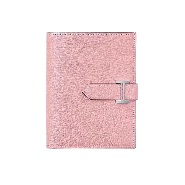 HERMES Bearn Mysore Goat Skin Card Holder Wallet Women's 3Q Rose Sakura Cherry Blossom Pink