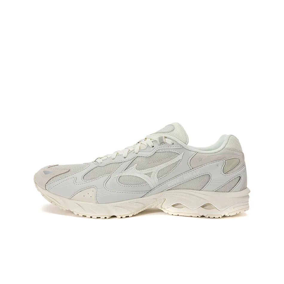 Mizuno Wave Solar Anti Slip And Wear Resistant Breathable Low Top Casual Shoes Unisex White Light Gray