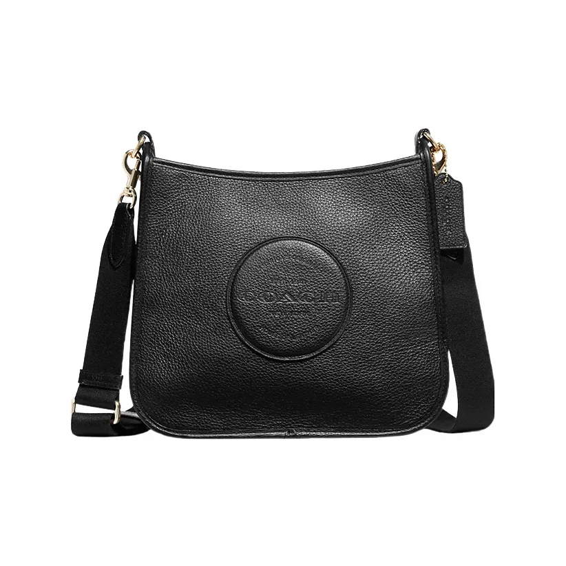 COACH Dempsey Pebbled Leather Document Bag Shoulder Bag Crossbody Bag Large Size Women's Black