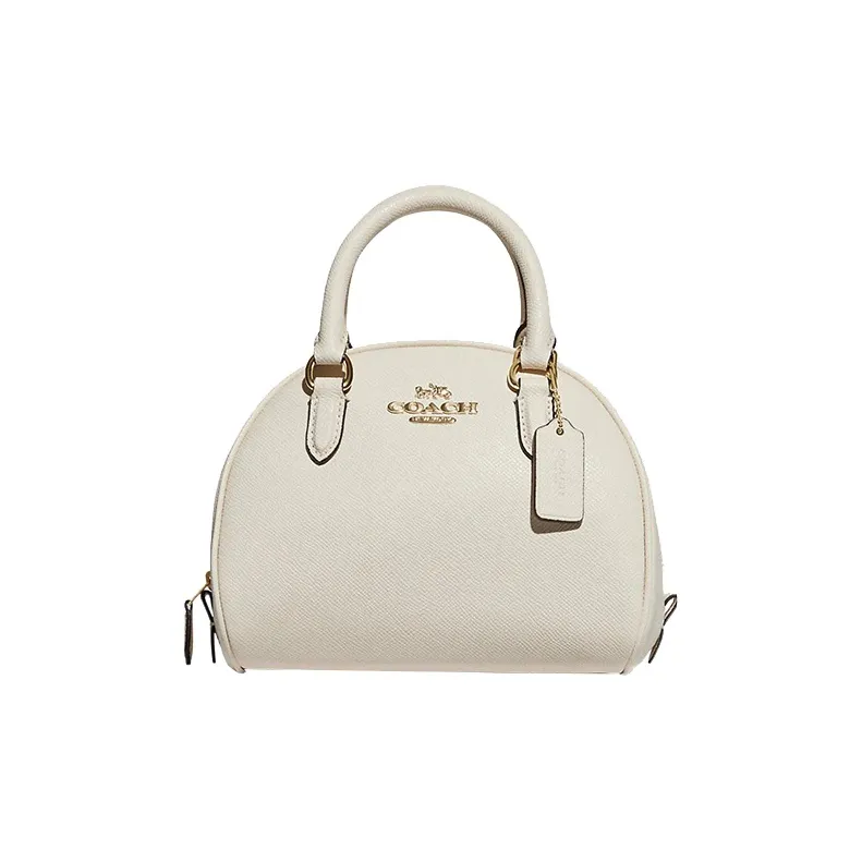 COACH Sydney Крестообразная текстура кожа купольная сумка сумка сумка через плечо маленькая женская мел белый