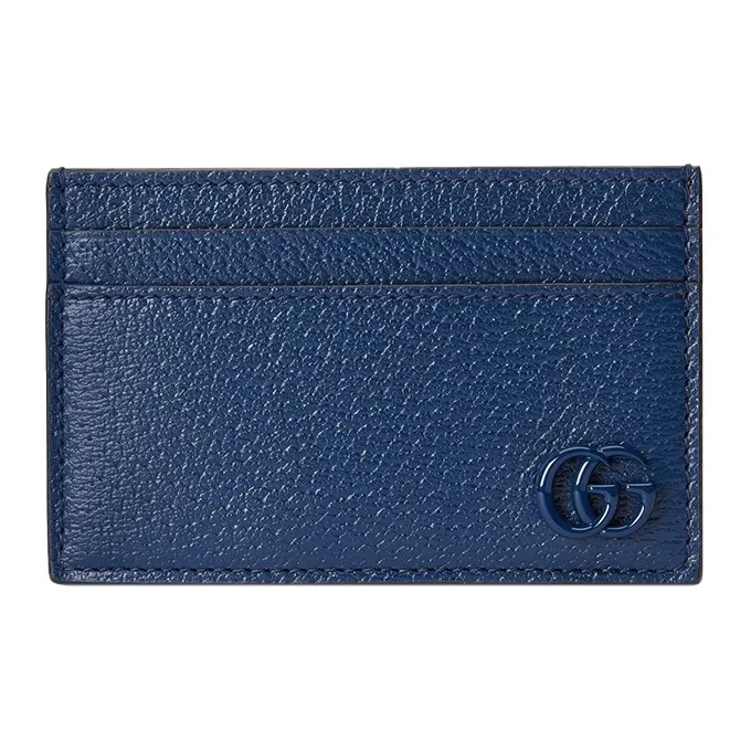 GUCCI Leather Wallet Card Sleeve Card Holder Men's Royal Blue