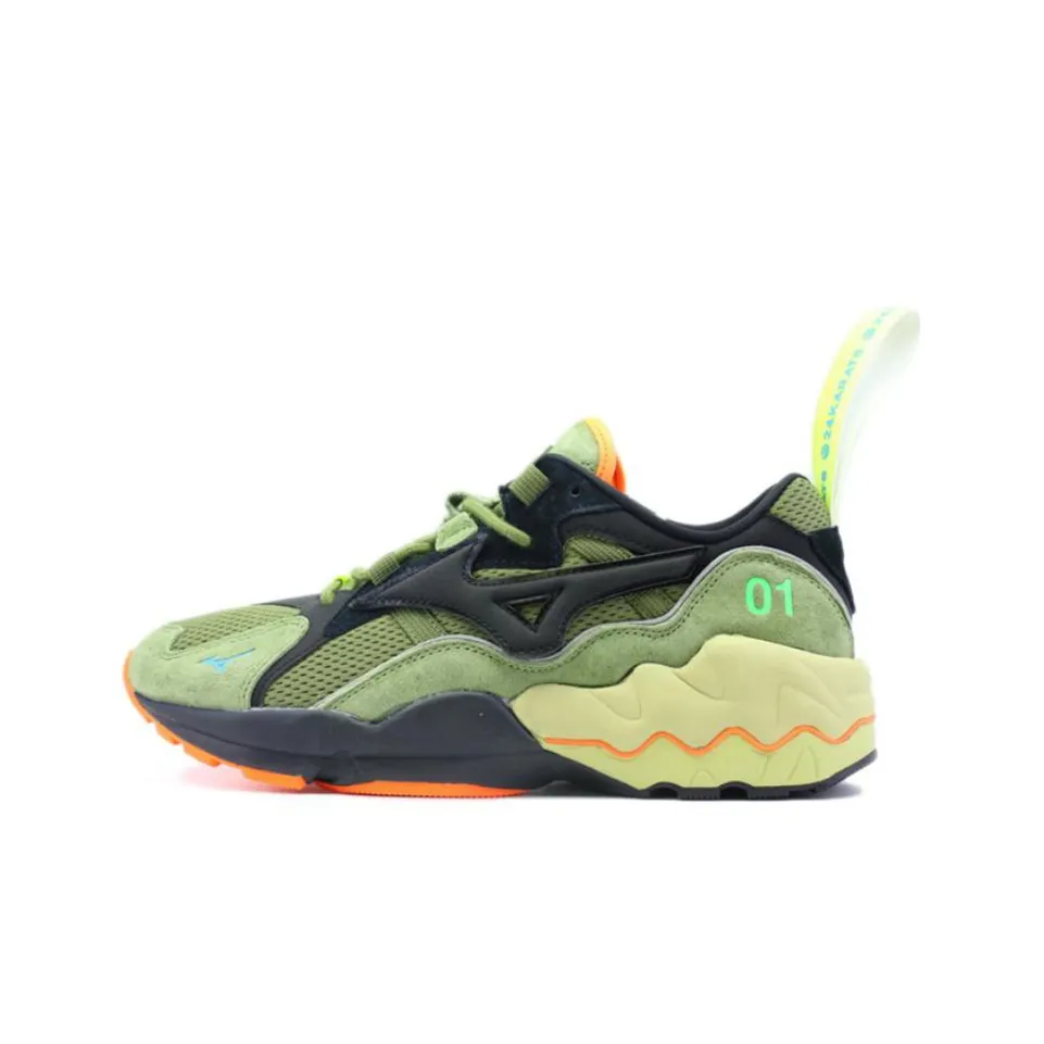 Mizuno Wave Rider 1 Wave Rider Противоскользящий Устойчивый к износу Низкий Топ Спортивная Повседневная Обувь Мужская Оливково-зеленый Черный