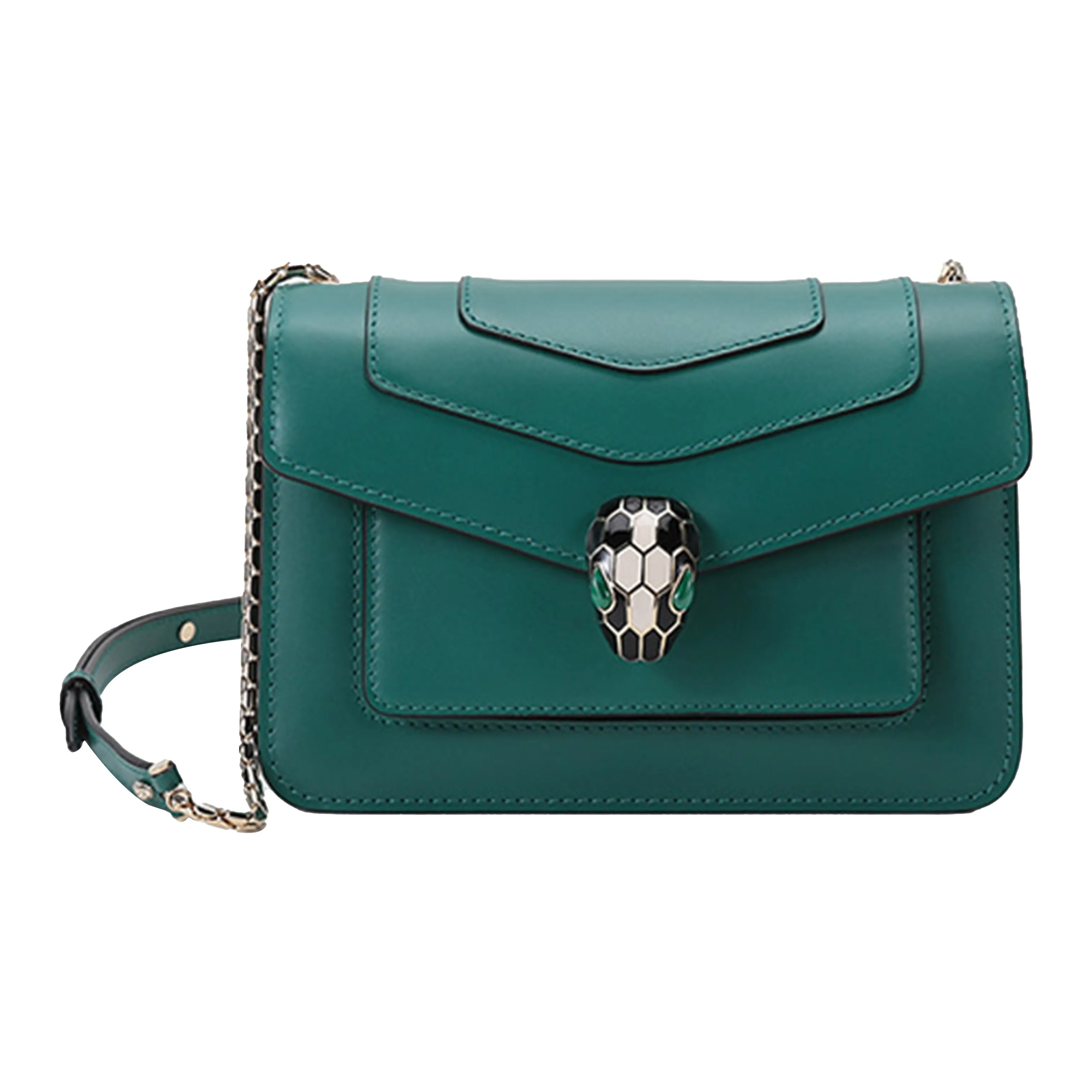 BVLGARI Serpenti Forever Calfskin Crossbody Bag, Shoulder Bag Women's Green