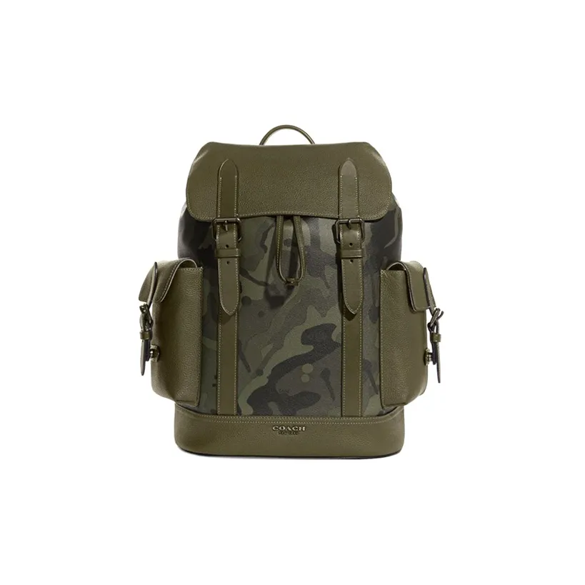 COACH Cow Leather Backpack Tubas Men's Army Green