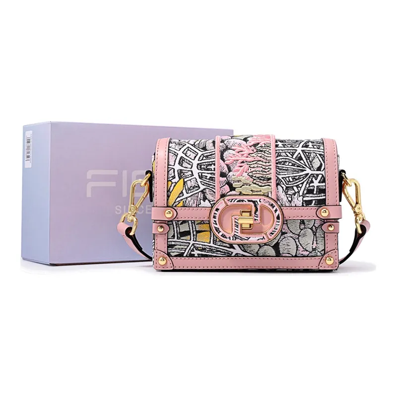 FION Fabric Shoulder Bag, Small Square Bag, Crossbody Bag Trumpets Women's Dark Blue